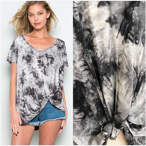 Boho Knot Front Tie Dye Slouchy Top LXL - Picture 3 of 5